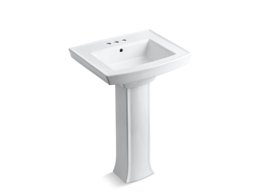 Archer 23.94" x 20.44" x 35.25" Vitreous China Pedestal Top Bathroom Sink in White