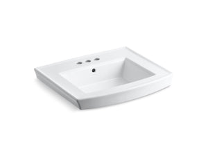 Archer 25.63' x 11.25' x 22.13' Vitreous China Pedestal Top Bathroom Sink in White - Centerset Faucet Holes