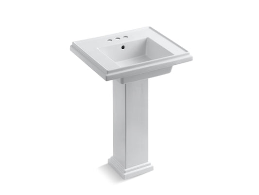 Tresham 24" x 19.5" x 34.63" Fireclay Pedestal Bathroom Sink in White - Centerset Faucet Holes