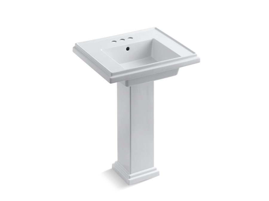 Tresham 24' x 19.5' x 34.63' Fireclay Pedestal Bathroom Sink in White - Centerset Faucet Holes