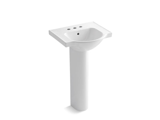 Veer 21" x 18.25" x 35.5" Vitreous China Pedestal Bathroom Sink in White - Centerset Faucet Holes