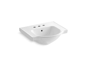 Veer 25.63' x 10' x 21.25' Vitreous China Pedestal Top Bathroom Sink in White - Centerset Faucet Holes