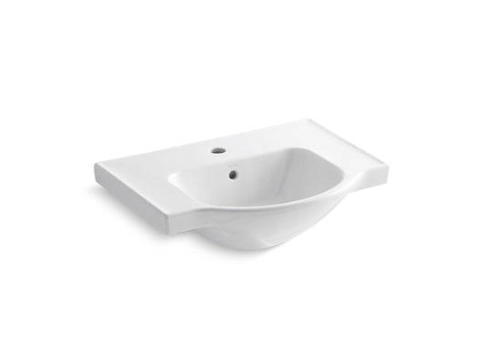 Veer 27.5" x 10.5" x 23.13" Vitreous China Pedestal Top Bathroom Sink in White