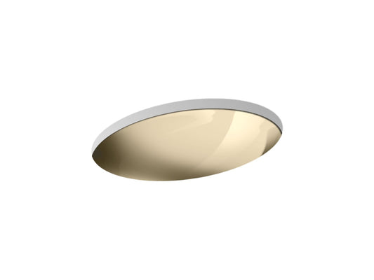 Rhythm Oval 25.13" x 18" x 9.5" Stainless Steel Undermount Bathroom Sink in Mirror French Gold