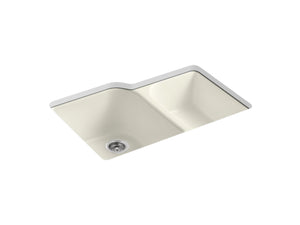 Executive Chef 35.25' x 23.88' x 12.5' Enameled Cast Iron Double Basin Undermount Kitchen Sink in Biscuit