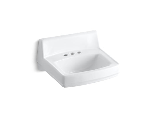 Greenwich 19.5" x 14.63" x 22.5" Vitreous China Wall Mount Bathroom Sink in White - Centerset Faucet Holes