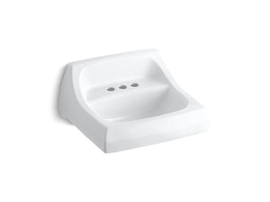 Kingston 19.5' x 14.63' x 22.5' Vitreous China Wall Mount Bathroom Sink in White - Centerset Faucet Holes