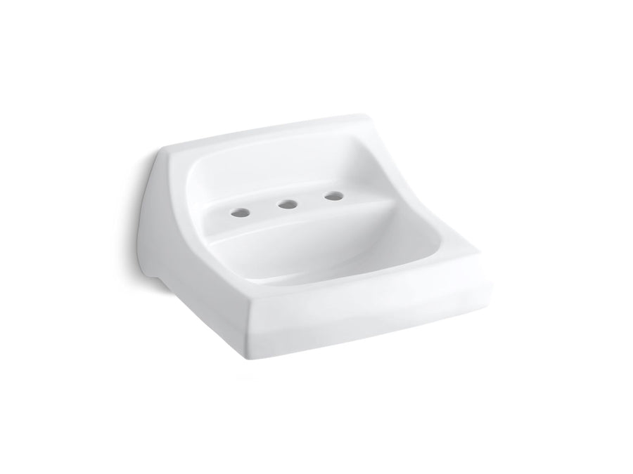Kingston 19.5' x 14.63' x 22.5' Vitreous China Wall Mount Bathroom Sink in White - Widespread Faucet Holes