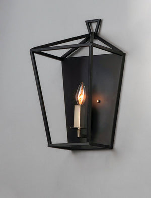 Abode 17' Single Light Wall Sconce in Textured Black and Polished Nickel