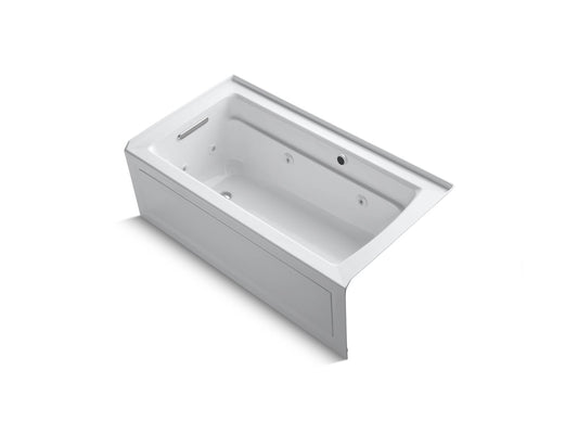 Archer 64.25" Acrylic Left Drain Alcove Heated Surface Bathtub in White with Integral Apron