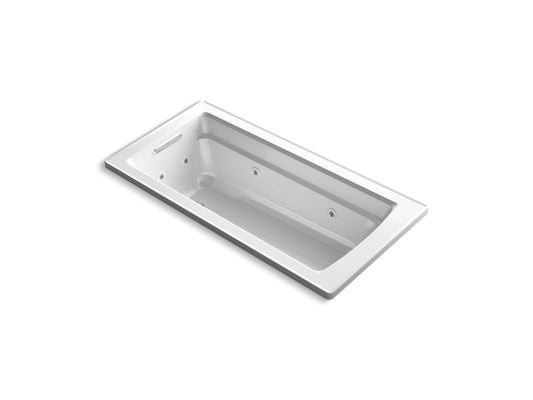 Archer 66.88" Acrylic Drop-In Heated Surface Bathtub in White