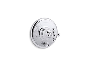 Artifacts Rite-Temp Valve Trim in Polished Chrome with Cross Handle Push Button Diverter