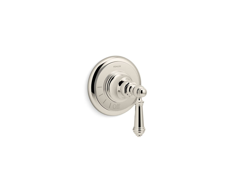 Artifacts Volume Control Valve Trim in Vibrant Polished Nickel with Lever Handle