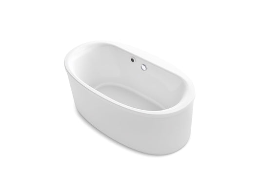 Sunstruck 63" Acrylic Freestanding Heated Surface Bathtub in White with Straight Shroud