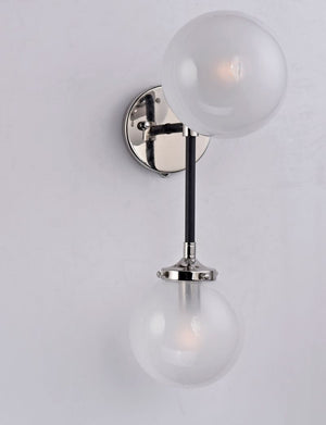 Atom 18.25' 2 Light Wall Sconce in Black and Polished Nickel