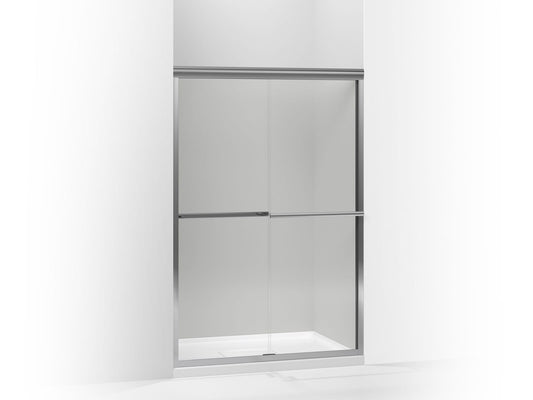 Gradient 42.63" Clear Tempered Glass Sliding Shower Door with Bright Polished Silver Frame