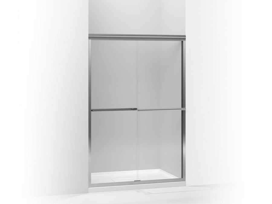 Gradient 42.63' Clear Tempered Glass Sliding Shower Door with Bright Polished Silver Frame