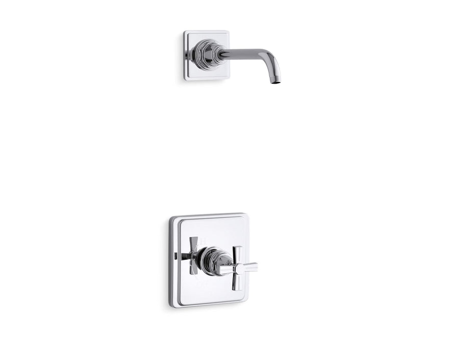 Pinstripe Shower Only in Polished Chrome with Cross Handle - Less Showerhead