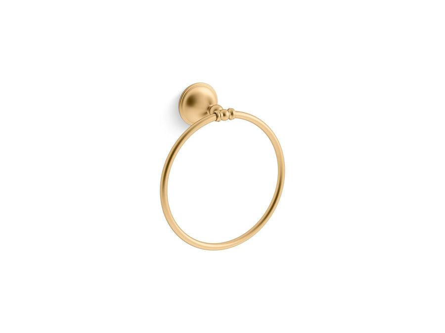 Decorative 7.05' Towel Ring in Vibrant Brushed Moderne Brass