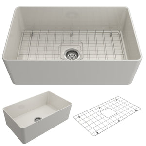 Aderci 30' x 18' x 10' Single-Basin Farmhouse Apron Front Kitchen Sink in Biscuit
