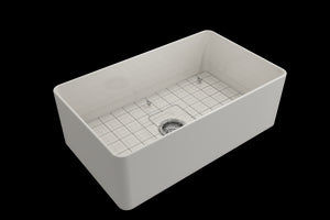 Aderci 30' x 18' x 10' Single-Basin Farmhouse Apron Front Kitchen Sink in Biscuit