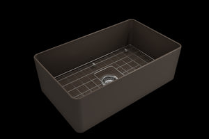 Aderci 30' x 18' x 10' Single-Basin Farmhouse Apron Front Kitchen Sink in Matte Brown