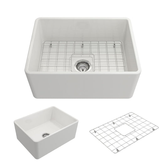 Classico 24" x 18" x 10" Single-Basin Farmhouse Apron Front Kitchen Sink in White