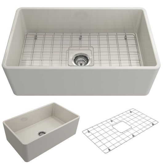 Classico 30" x 18" x 10" Single-Basin Farmhouse Apron Front Kitchen Sink in Biscuit