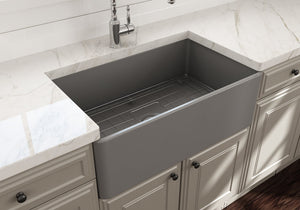 Classico 30' x 18' x 10' Single-Basin Farmhouse Apron Front Kitchen Sink in Matte Gray