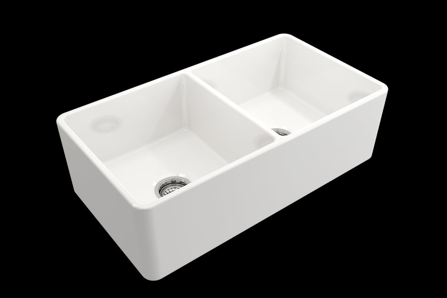 Classico 33' x 18' x 10' Double-Basin Farmhouse Apron Front Kitchen Sink in White