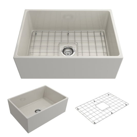 Contempo 27" x 19" x 10" Single-Basin Farmhouse Apron Front Kitchen Sink in Biscuit