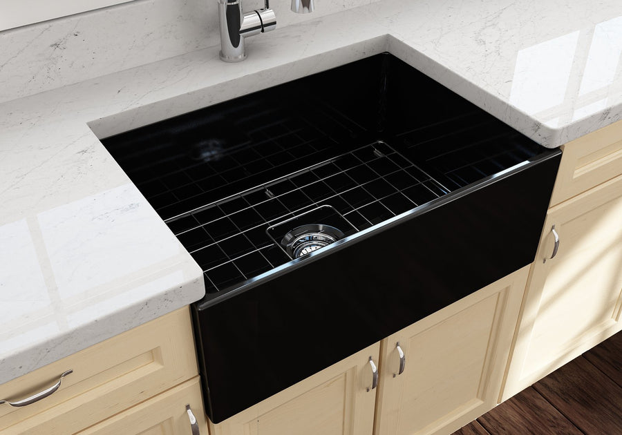 Contempo 27' x 19' x 10' Single-Basin Farmhouse Apron Front Kitchen Sink in Black