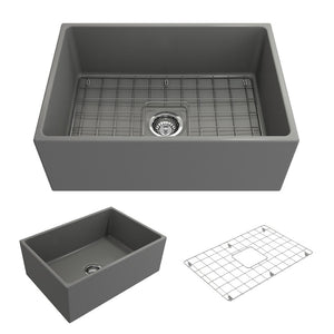 Contempo 27' x 19' x 10' Single-Basin Farmhouse Apron Front Kitchen Sink in Matte Gray