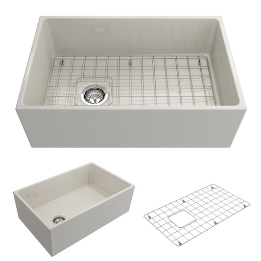 Contempo 30" x 19" x 10" Single-Basin Farmhouse Apron Front Kitchen Sink in Biscuit
