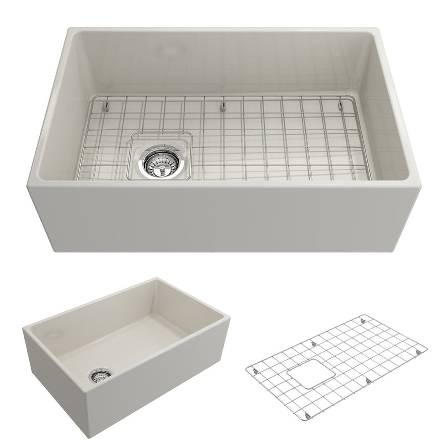 Contempo 30' x 19' x 10' Single-Basin Farmhouse Apron Front Kitchen Sink in Biscuit