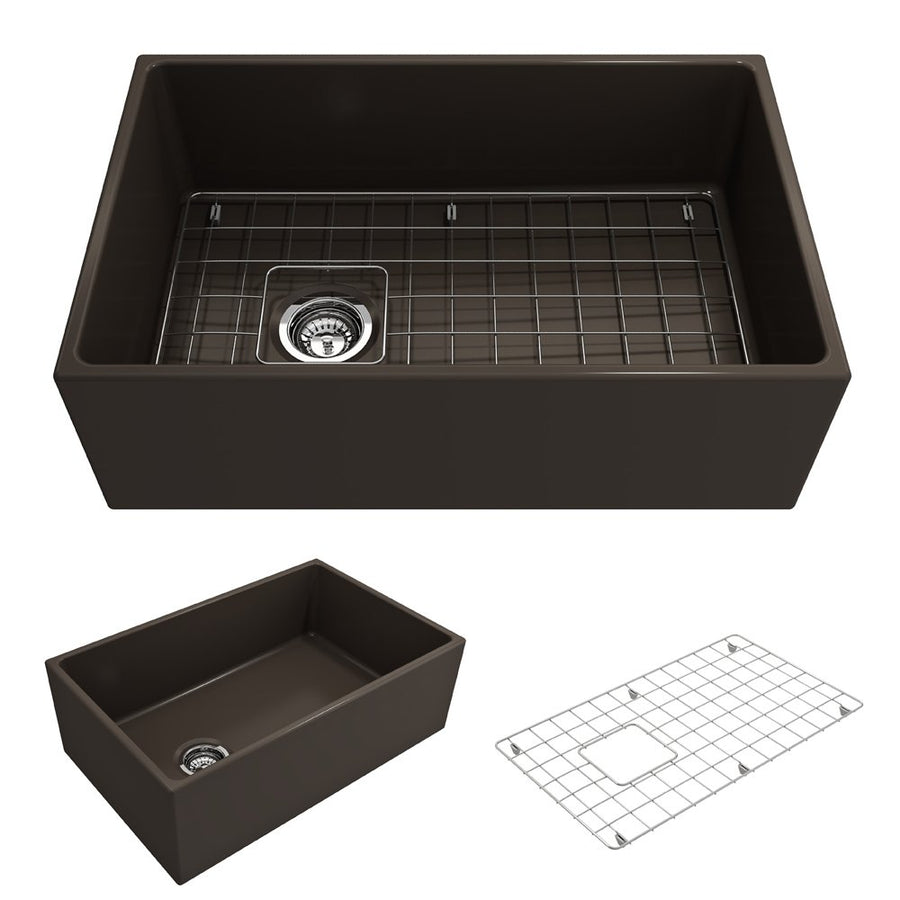 Contempo 30' x 19' x 10' Single-Basin Farmhouse Apron Front Kitchen Sink in Matte Brown