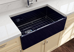Contempo 30' x 19' x 10' Single-Basin Farmhouse Apron Front Kitchen Sink in Sapphire Blue