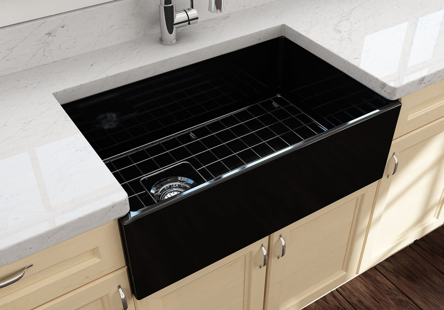 Contempo 33' x 19' x 10' Single-Basin Farmhouse Apron Front Kitchen Sink in Black
