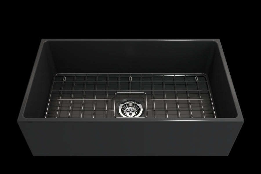 Contempo 33' x 19' x 10' Single-Basin Farmhouse Apron Front Kitchen Sink in Matte Dark Gray