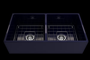 Contempo 36' x 19' x 10' Double-Basin Farmhouse Apron Front Kitchen Sink in Sapphire Blue