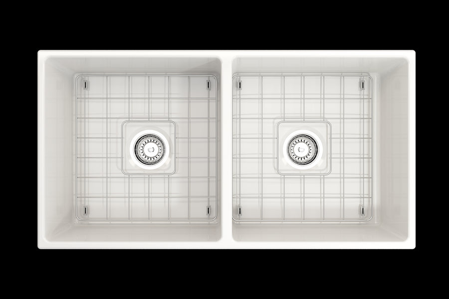 Contempo 36' x 19' x 10' Double-Basin Farmhouse Apron Front Kitchen Sink in White