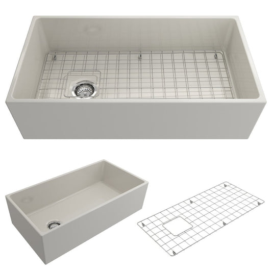 Contempo 36" x 19" x 10" Single-Basin Farmhouse Apron Front Kitchen Sink in Biscuit