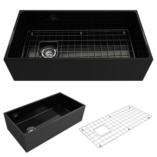 Contempo 36" x 19" x 10" Single-Basin Farmhouse Apron Front Kitchen Sink in Black