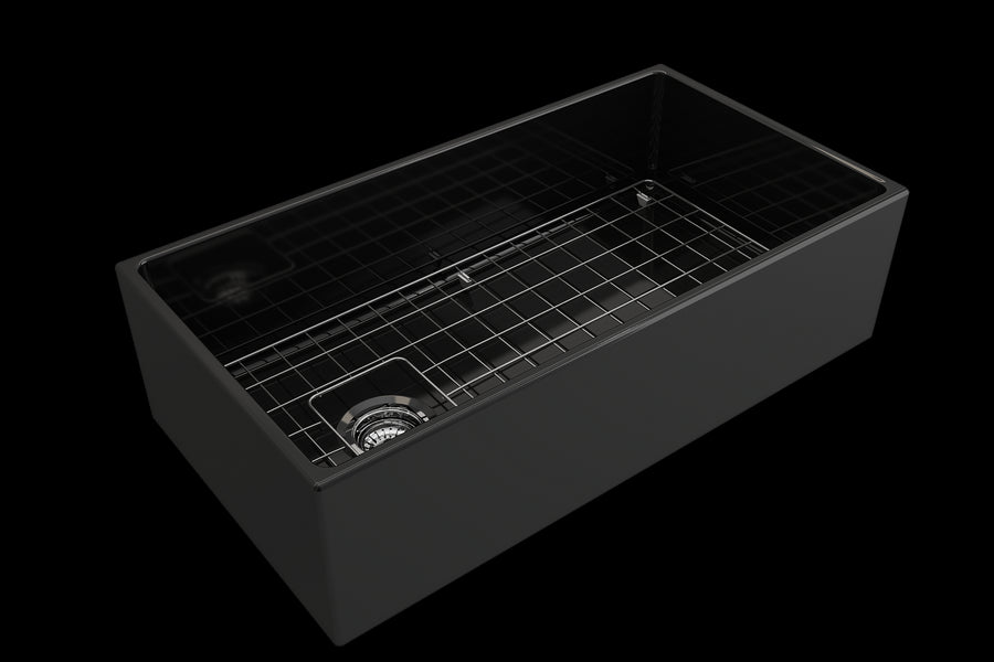 Contempo 36' x 19' x 10' Single-Basin Farmhouse Apron Front Kitchen Sink in Black