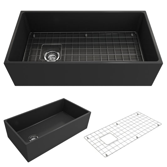 Contempo 36" x 19" x 10" Single-Basin Farmhouse Apron Front Kitchen Sink in Matte Dark Gray