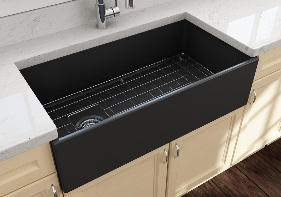 Contempo 36' x 19' x 10' Single-Basin Farmhouse Apron Front Kitchen Sink in Matte Dark Gray