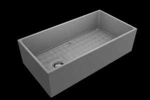 Contempo 36' x 19' x 10' Single-Basin Farmhouse Apron Front Kitchen Sink in Matte Gray