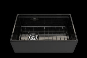 Contempo Step-Rim 30' x 19' x 10' Single-Basin Farmhouse Apron Front Kitchen Sink in Black