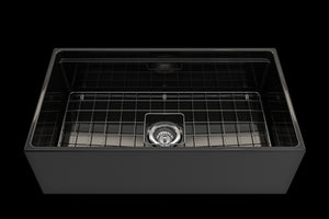 Contempo Step-Rim 33' x 19' x 10' Single-Basin Farmhouse Apron Front Kitchen Sink in Black