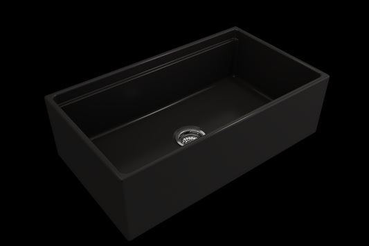 Contempo Step-Rim 33" x 19" x 10" Single-Basin Farmhouse Apron Front Kitchen Sink in Matte Black